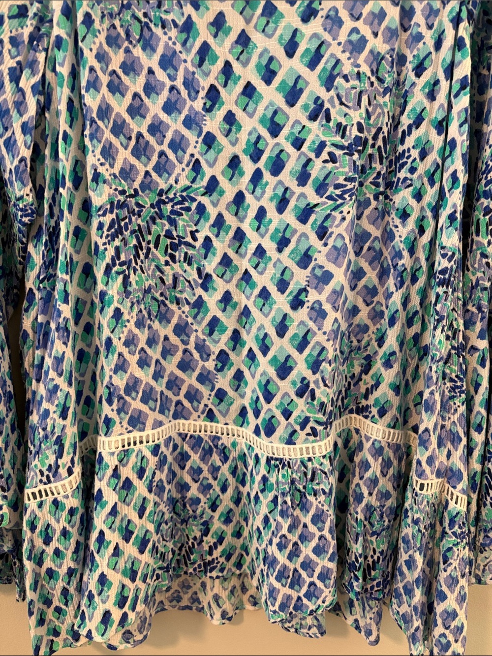 Lilly Pulitzer Blue & Teal Printed Tunic Top - Picture 11 of 12